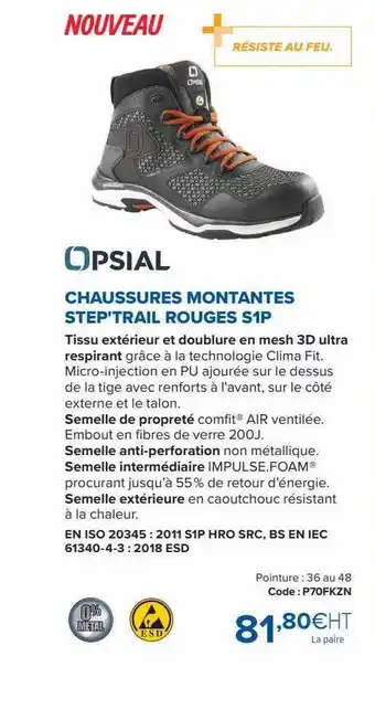 Chaussures montantes step'tail rouges s1p opsial