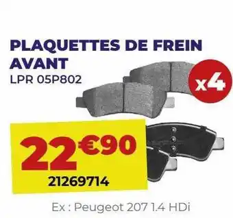 Carter-Cash Plaquettes de frein avant lpr 05p802 offre