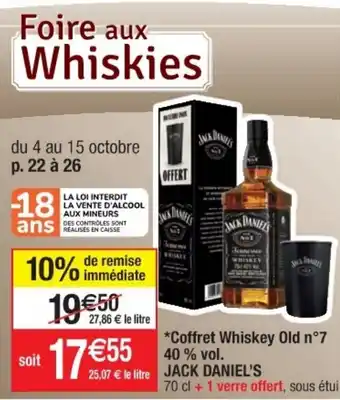 Cora x Carrefour Coffret whiskey old n7 40% vol. JACK DANIEL'S offre