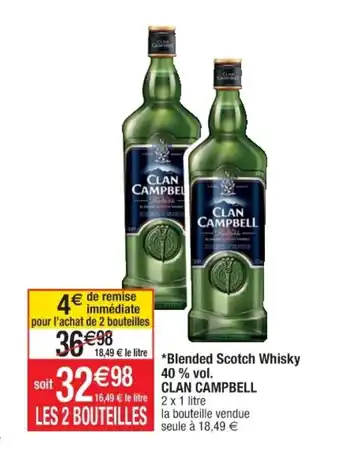 Cora x Carrefour Blended scotch whisky 40% vol. CLAN CAMPBELL offre