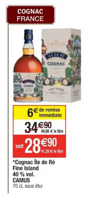 Cora x Carrefour Cognac ile de ré fine island 40% vol. CAMUS offre