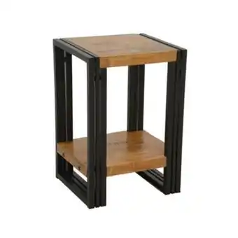 Pier Import Bout de canapé / table d'appoint hévéa recyclé naturel et métal noirci 2 plateaux 35x30x50cm docker offre
