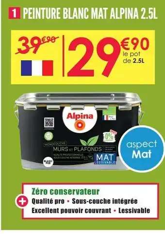 Décor Discount Peinture alpina blanc mat 2,5l offre
