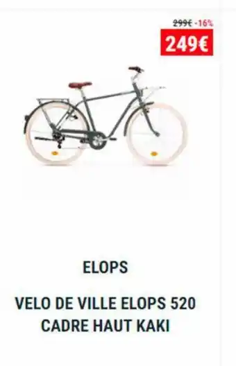 Decathlon Elops Velo De Ville Elops 520 Cadre Haut Kaki offre