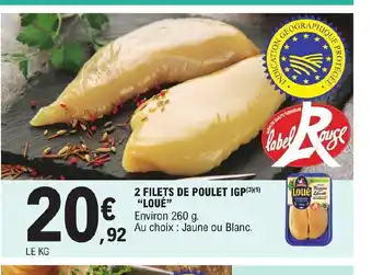 E.Leclerc 2 Filets De Poulet IGP "Loué" offre