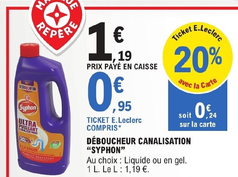 Promo Déboucher Canalisation Syphon chez E.Leclerc