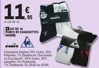 E.Leclerc Lot de 10 Paires de Chaussettes Homme offre