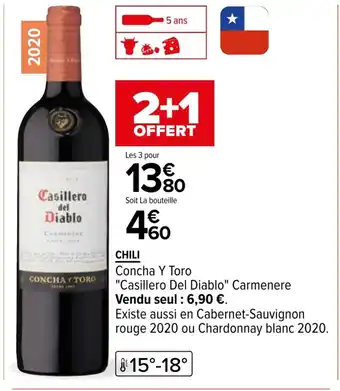 Carrefour Chili Concha Y Toro Casillero Del Diablo Carmenere offre
