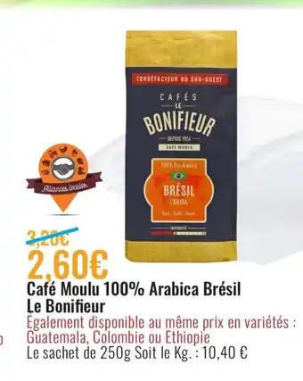 Café Moulu 100% Arabica Brésil Le Bonifieur
