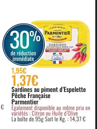 E.Leclerc Sardines au Piment d"espelette Pêche Française Parmentier offre