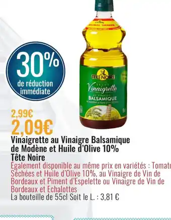 E.Leclerc Vinaigrette au Vinaigre Balsamique de Modène et Huiles d'Olive 10% Tête Noire offre
