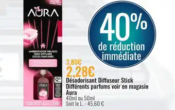 E.Leclerc Désodorisant Diffuseur Stick Différents Parfums Voir en Magasin Aura offre