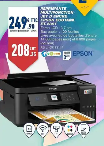 Imprimante multifonction jet d'encre epson ecotank et-2851