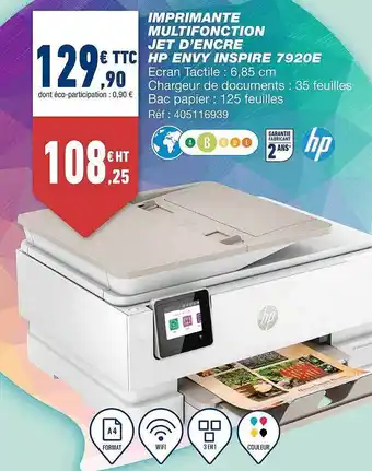 Bureau Vallée Imprimante multifonction jet d'encre hp envy inspire 7920e offre