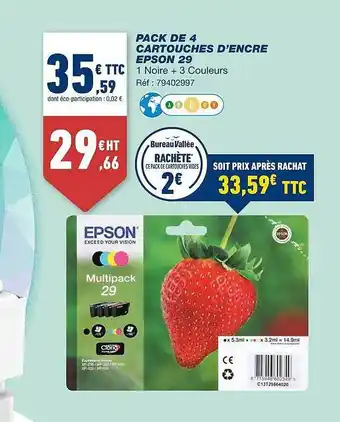 Bureau Vallée Pack de 4 cartouche d'encre epson 29 offre