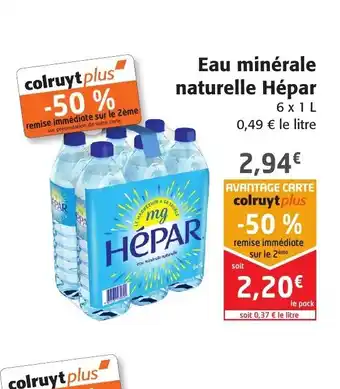 Colruyt Eau Minérale Naturelle Hepar offre