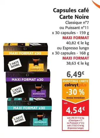 Colruyt Capsules Café Carte Noire offre
