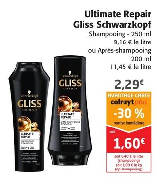 Colruyt Ultimate Repair Gliss Schwarzkopf offre