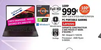 E.Leclerc PC Portable Gaming Lenovo offre