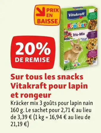 Maxi Zoo Vitakraft les snacks pour lapin et rongeur offre