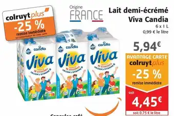 Colruyt Lait demi écrémé viva candia offre