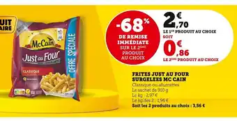 Super U Frites just Au Four Surgelees Mc Cain offre