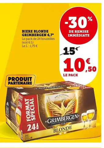 Super U Biere Blonde Grimbergen 6.7 offre