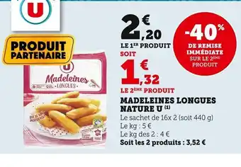 Super U Madeleines Longues Nature U offre