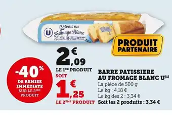 Super U Barre Patissiere Au Fromage Blanc offre