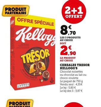 Super U Cereales Tresor Kellogg's offre