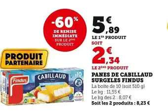 Super U Panes De Cabillaud Surgeles Findus offre