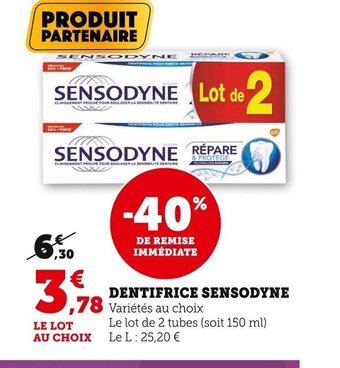 Super U Dentifrice Sensodyne offre