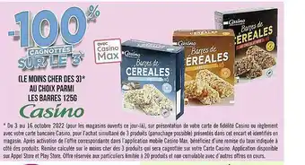 Casino Supermarchés Les barres 125 g casino offre