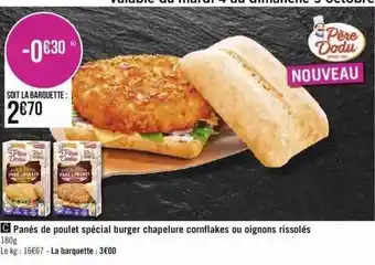 Géant Casino Panés de poulet spécial burger chapelure cornflakes ou oignons rissolés offre