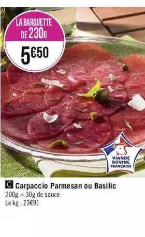 Géant Casino Carpaccio parmesan ou basilic offre