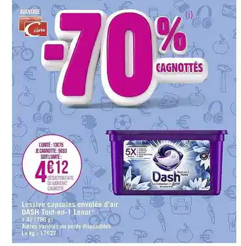 Casino Supermarchés Lessive capsules envolée d'air dash tout-en-1 lenor offre