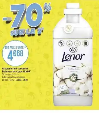 Géant Casino Assouplissant concentré fraîcheur de coton lenor offre