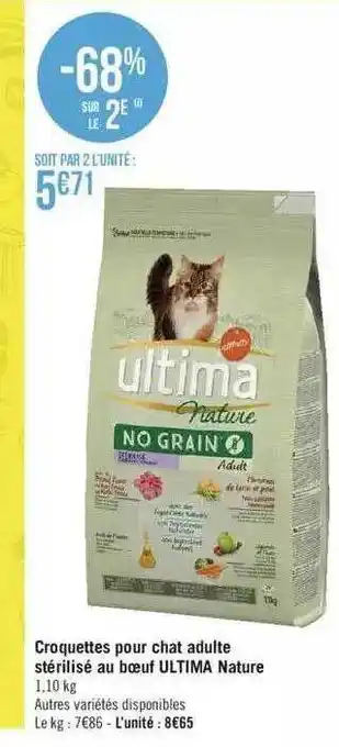 Géant Casino Croquettes pour chat adulte stérilisé au boeuf ultima nature offre
