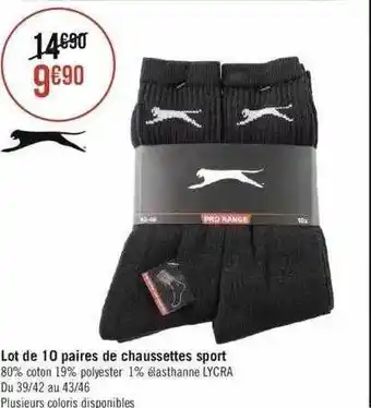 Géant Casino Lot de 10 paires de chaussettes sport offre