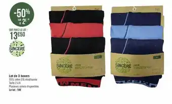 Géant Casino Lot de 3 boxers sincère offre