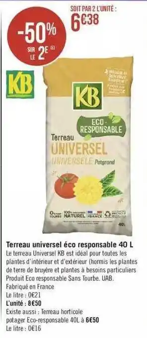 Géant Casino Terreau universel éco responsable 40ll kb offre