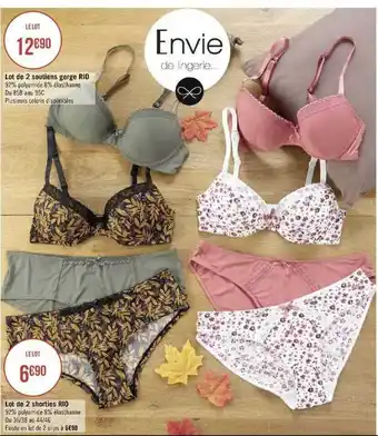 Géant Casino Lot de 2 soutien gorge rio, lot de 2 shorties rio offre