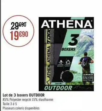 Géant Casino Lot de 3 boxers outdoor athena offre