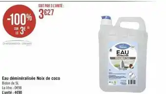 Géant Casino Eau déminéralisée noix de coco offre