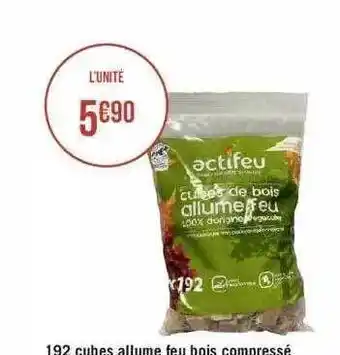 Géant Casino 192 cubes allume feu bois compressé actifeu offre
