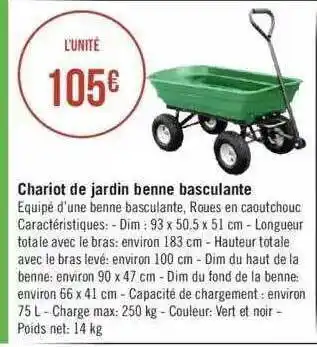 Géant Casino Chariot de jardin benne basculante offre