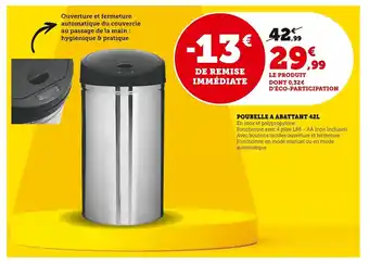 Super U Poubelle A Abttant 42L offre