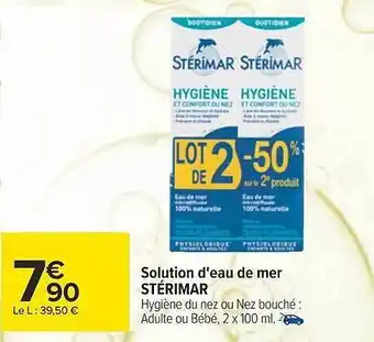 Carrefour maPara parapharmacie Solution d'eau de mer stérimar offre