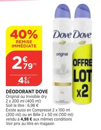 Bi1 Déodorant Dove offre
