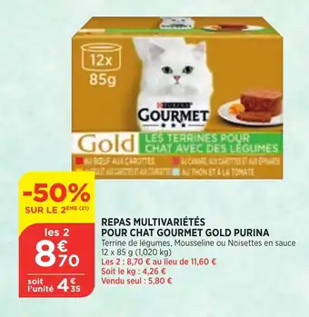 Bi1 Repas Multivariétés Pour Chat Gourmet Gold Purina offre